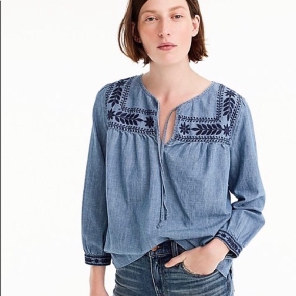 chambray peasant top